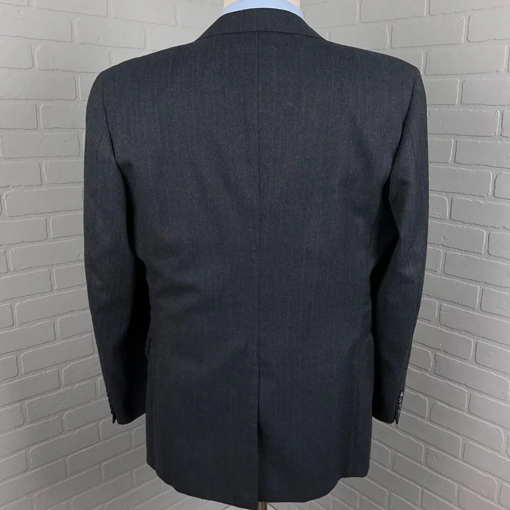 Evan Picone Blazer Men 42R Gray‎ Blue Stripe Classic Career Wool VTG USA 80s